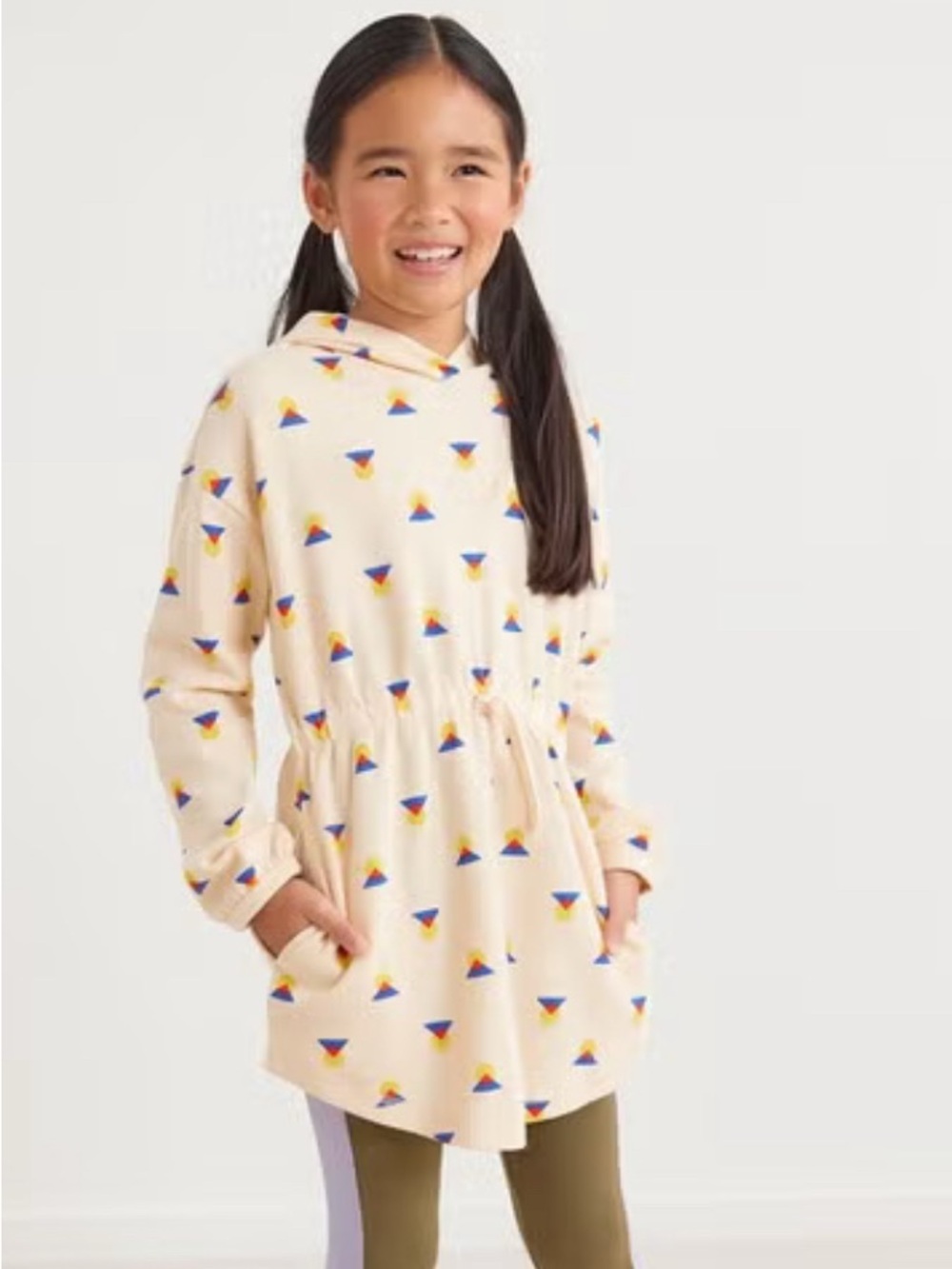 Hanna Anderson Waffle Knit Hoodie Dress Girls Size 8